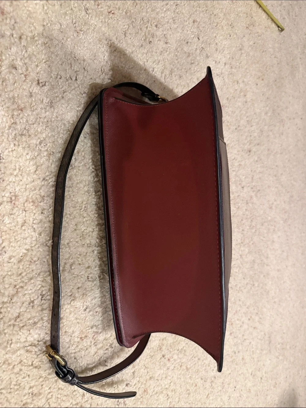 Coach Structured Satchel in Deep Burgundy with Gold Hardware